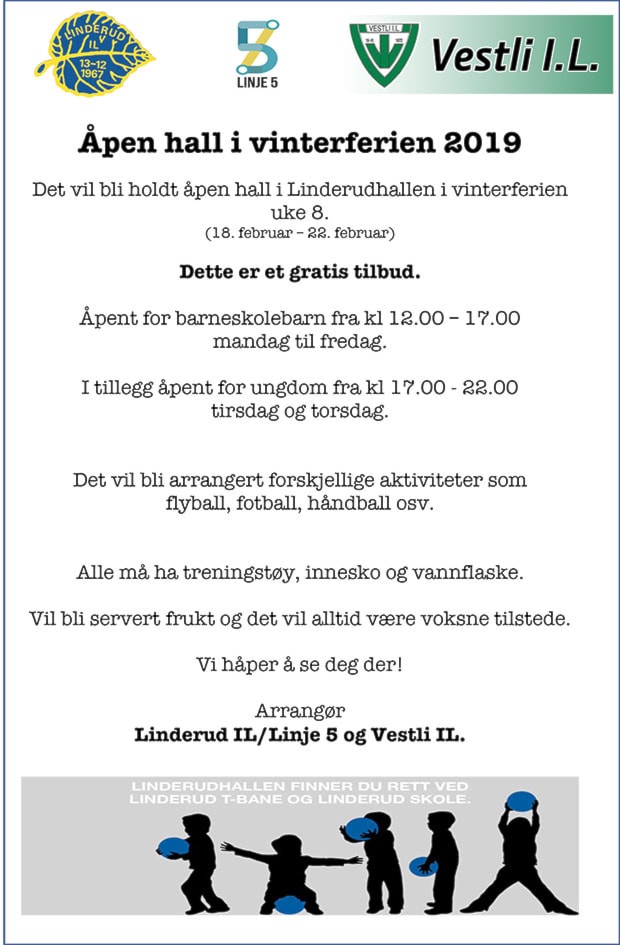 Åpen hall i vinterferien 2019